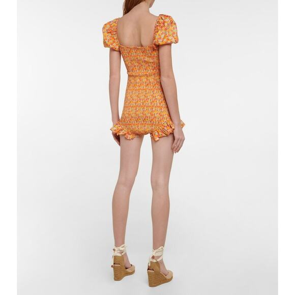 NWT CAROLINE CONSTAS Women's Yellow Ditsy Floral Ginny Romper Size XS - Picture 3 of 11